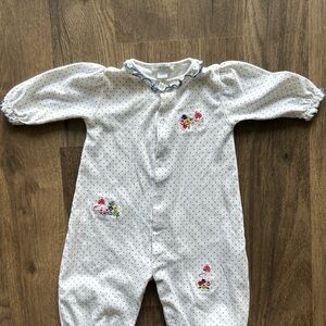 Kissy Kissy White Polka Dot Floral Footie